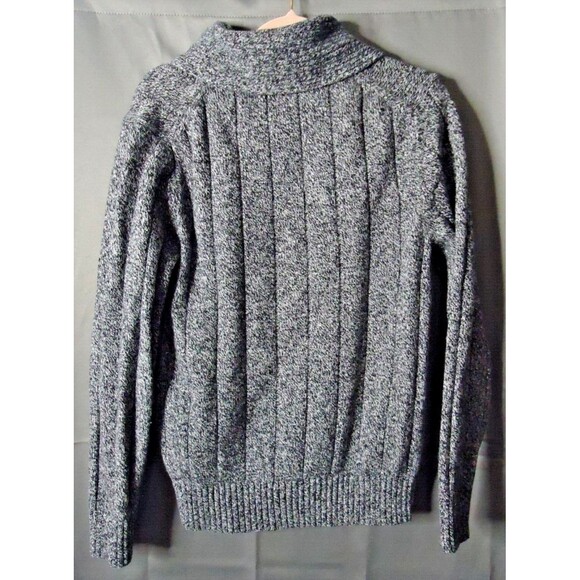 Banana Republic Shawl Collar Sweater Womens Medium Black White Mix Ribbed - Picture 7 of 7